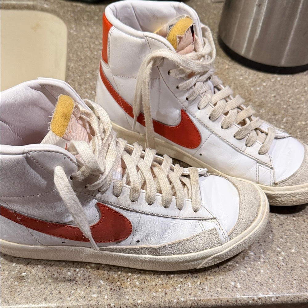 Nike Women's White and Orange High-Top Sneakers